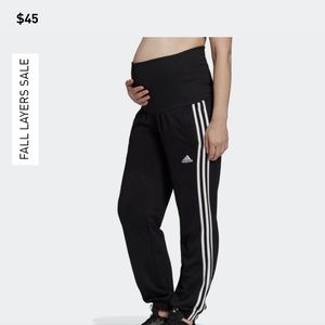 Black Adidas Essentials Maternity 3 Stripe Joggers